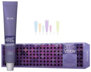 Ollin Color Vision Крем-краска для бровей и ресниц набор коричневый 20мл+салфетки п/ресницы 15пар/уп